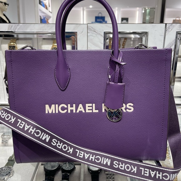 Michael Kors Handbags - MICHAEL KORS Mirella Medium Pebbled Leather Tote Bag
Dark Purple 
NWT